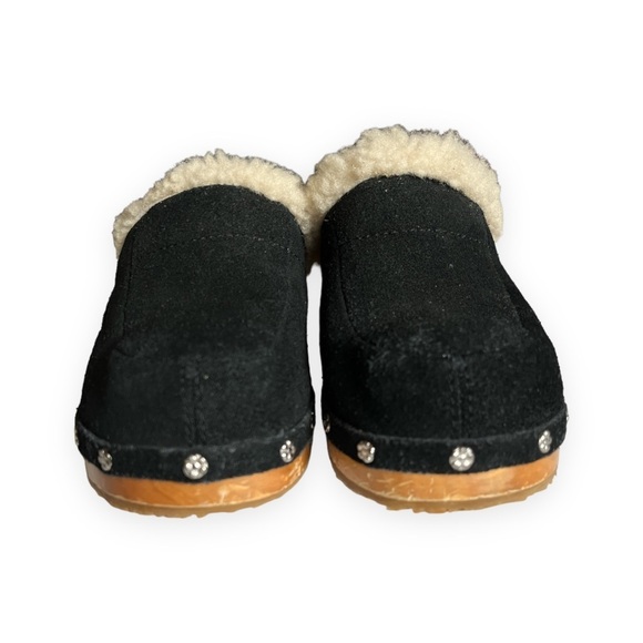 UGG Australia Black‎ Kalie Suede Shearling Lined Studded Clog Mules Slides - Picture 4 of 9